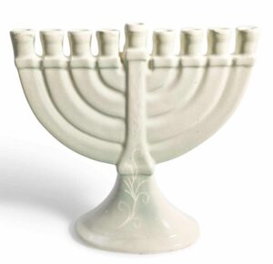 Traditional Handmade Cream Ceramic Hanukkah Menorah