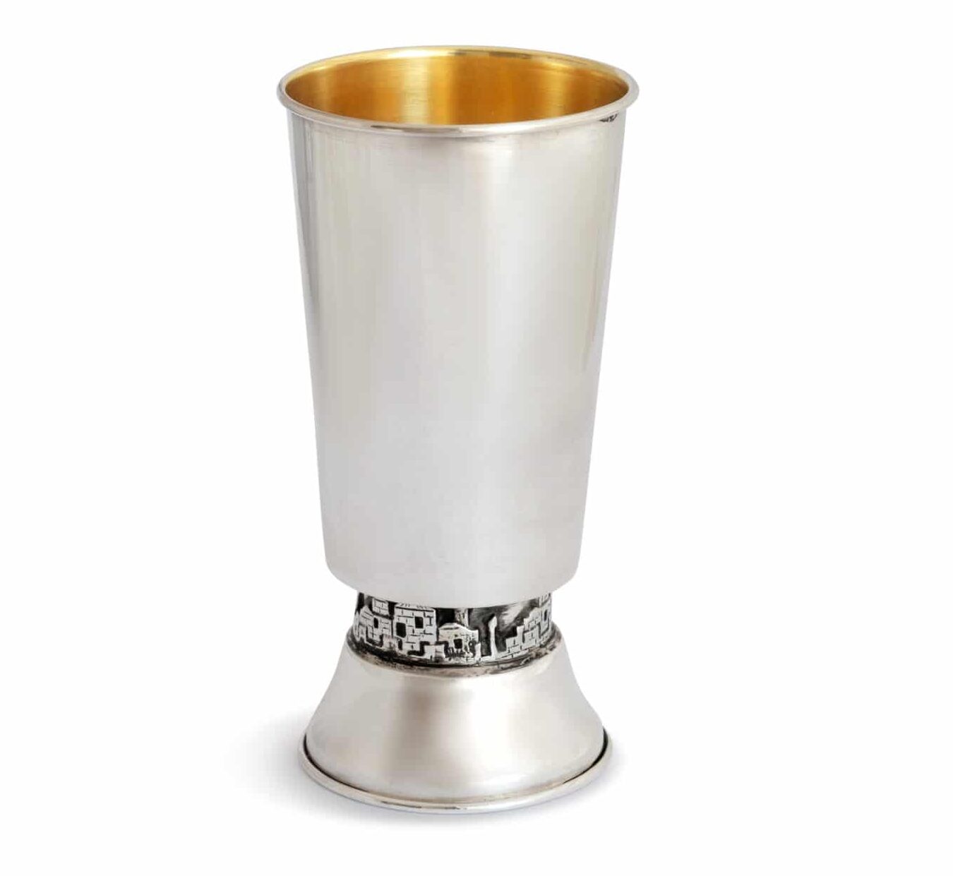 Smooth Sterling Silver Jerusalem  Kiddush Cup