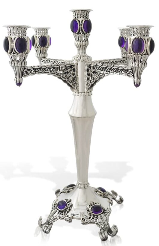 One-of-a-Kind Candelabra with Amethyst Stones