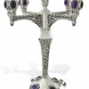 Jewish Candelabra with Silver Filigree and Amethysts