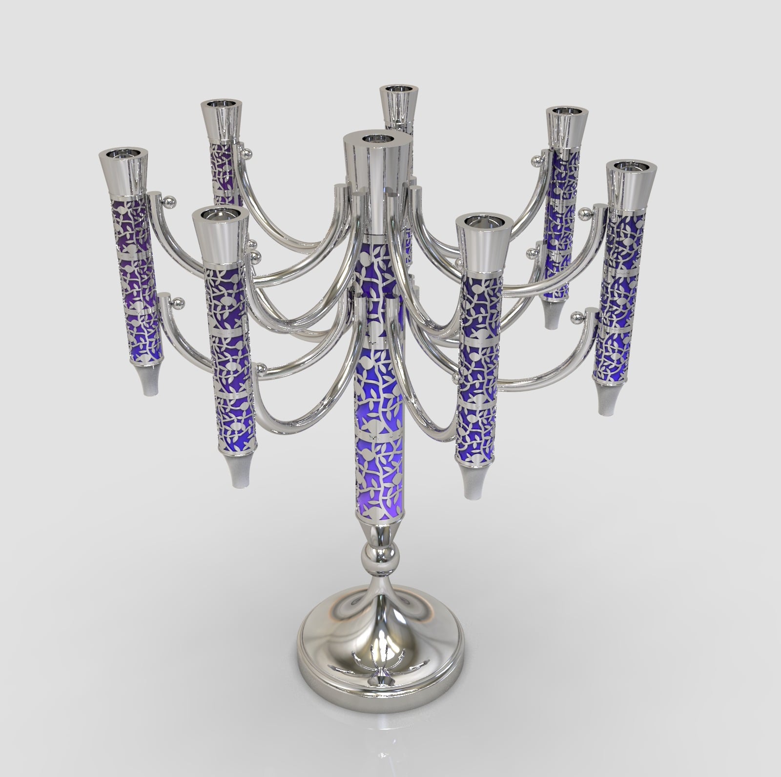Colorful Silver Candlesticks with Cut Out Design