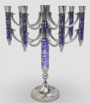 Colorful Silver Candlesticks with Cut Out Design