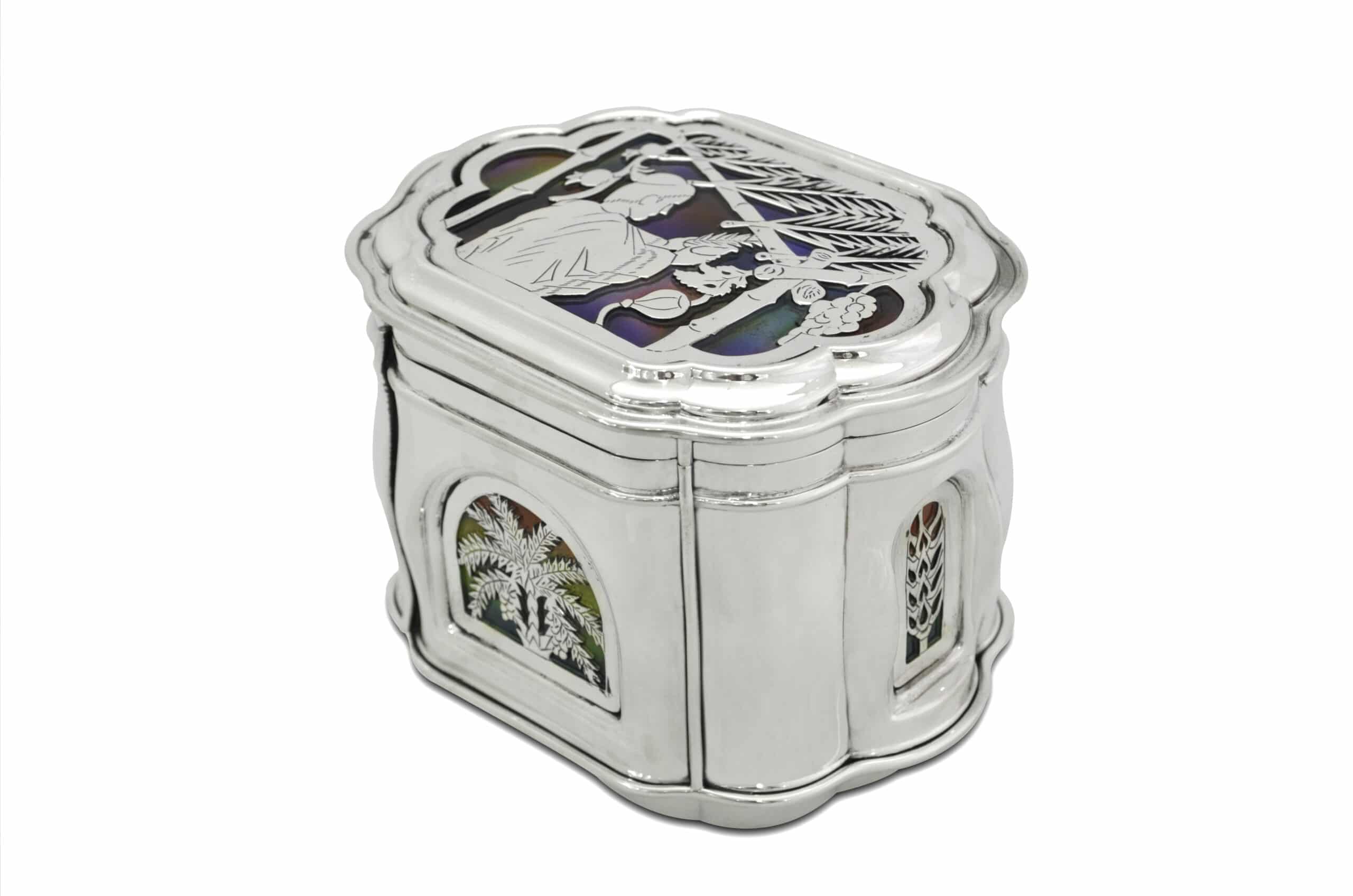 Sterling Silver Citron Box with Colorful Enamel