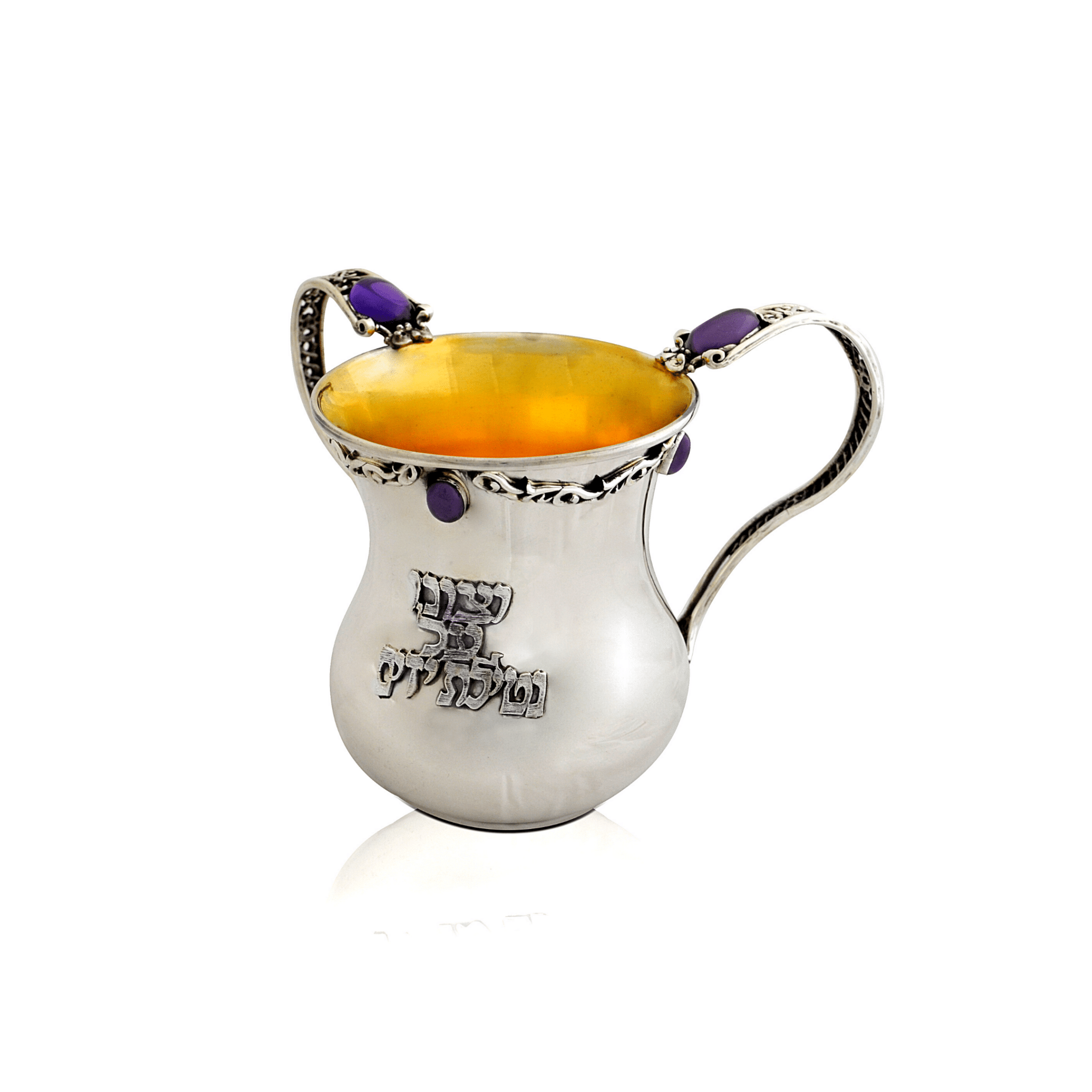 Filigree Washing Cup with Natural Amethyst Stones