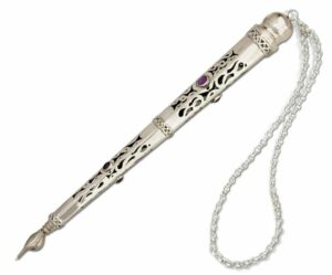 Torah Pointer with Natural Amethyst Stones