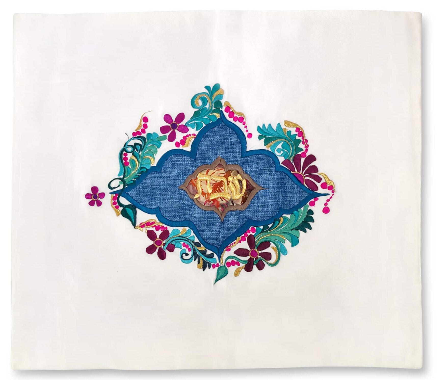 Challah Cover with handmade Flower Stitching