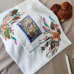 Special Floral Embroidered Challah Cover For Shabbat Kiddush