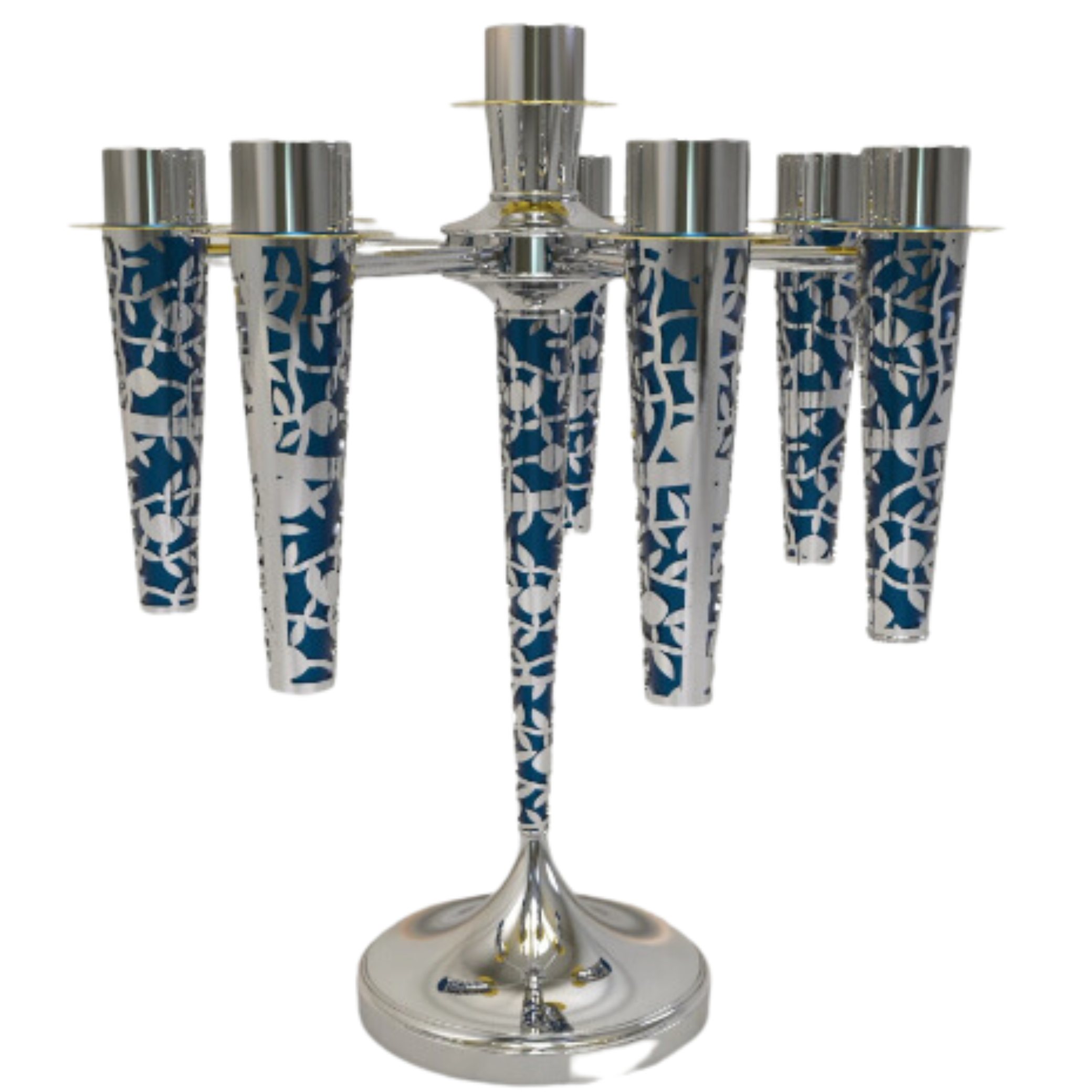 Colorful Silver Candlesticks Leaf Cut Out