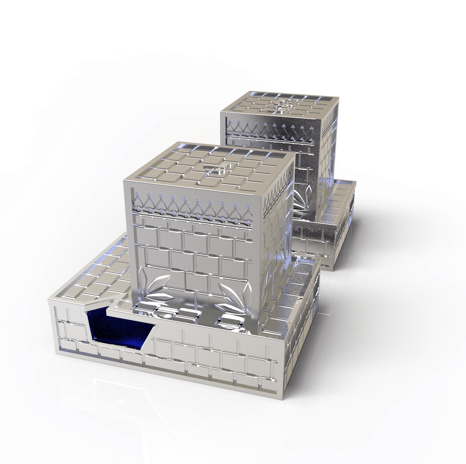 Silver Tefillin Boxes With Jerusalem Walls