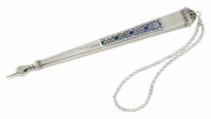 Silver Torah Pointer with Shades of Blue Enamel
