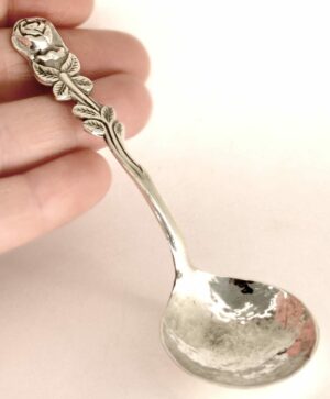 Custom Sterling Silver Hammered Rose Spoon