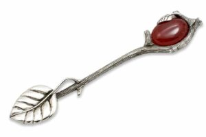 Sterling Silver Nature Spoon with Carnelian Stone