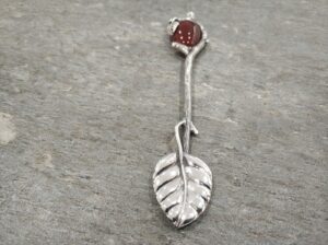 Sterling Silver Nature Spoon with Carnelian Stone