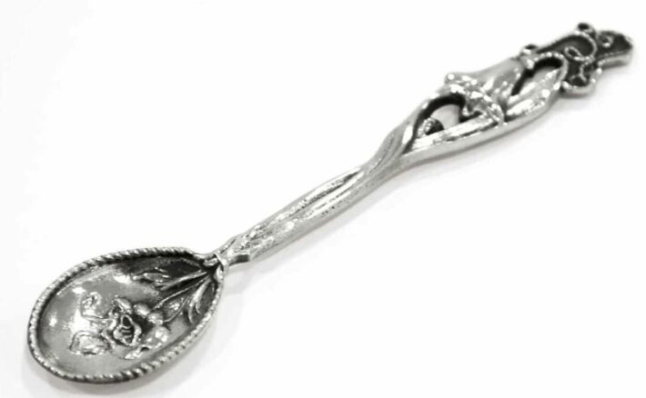 Sterling Silver Teaspoon with Tulip Decoration
