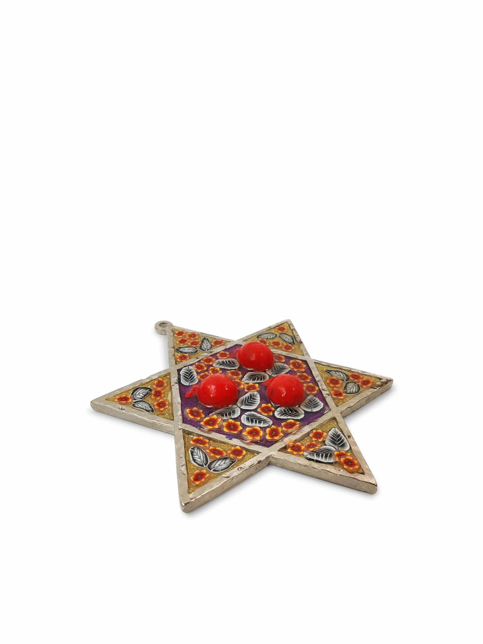 Multicolored Star of David with Three Pomegranate Mobile