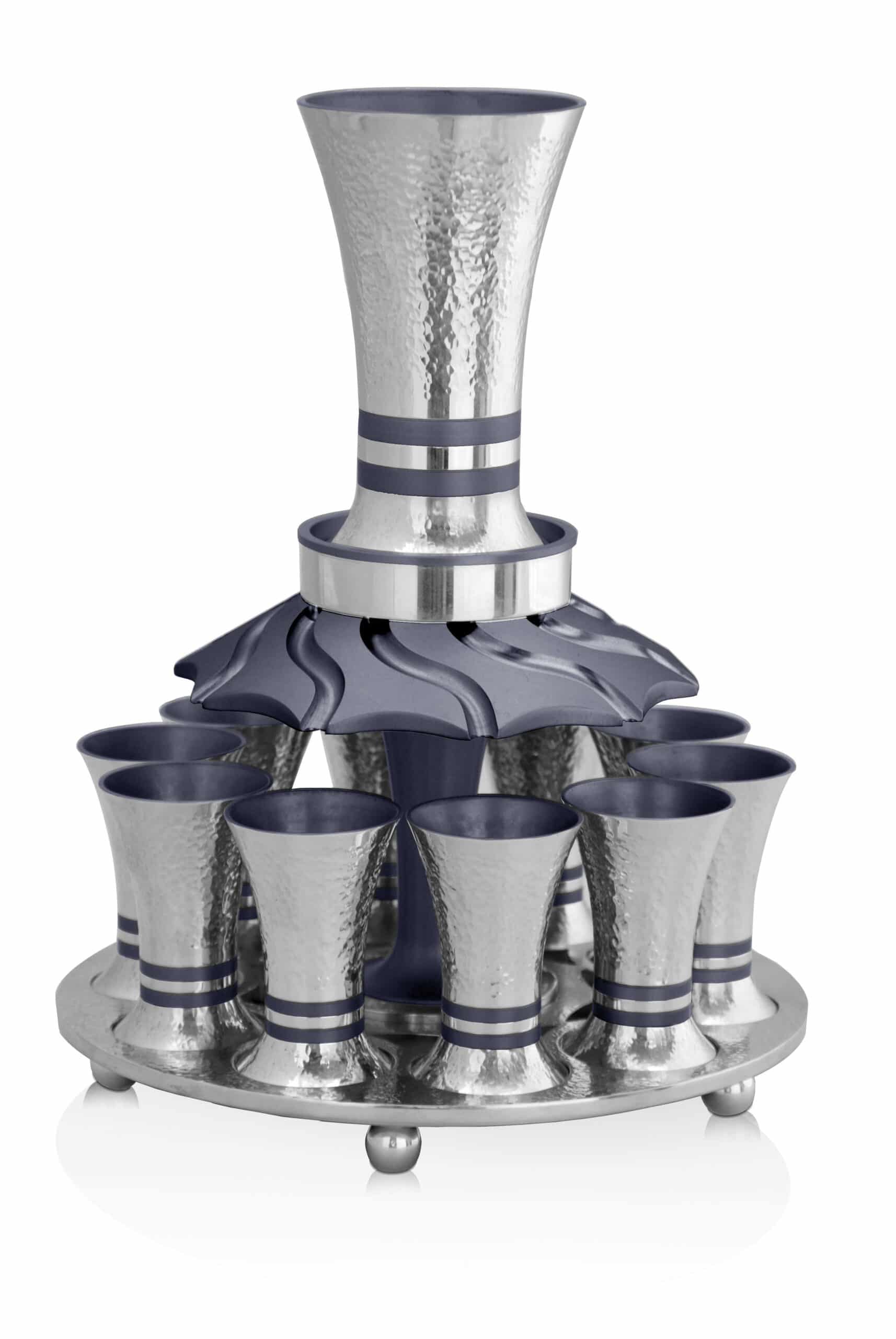 Shiny Hammered Silver Wine Fountain 10 Cups