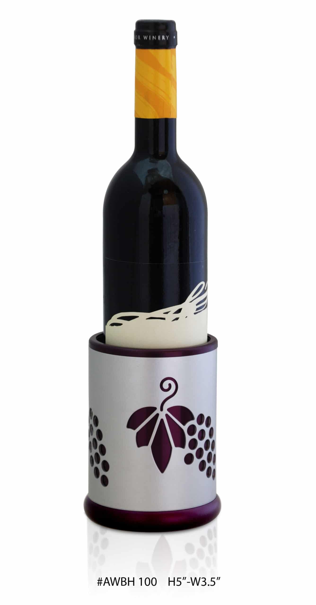 Elegant Wine Holder with Grapes Illustration
