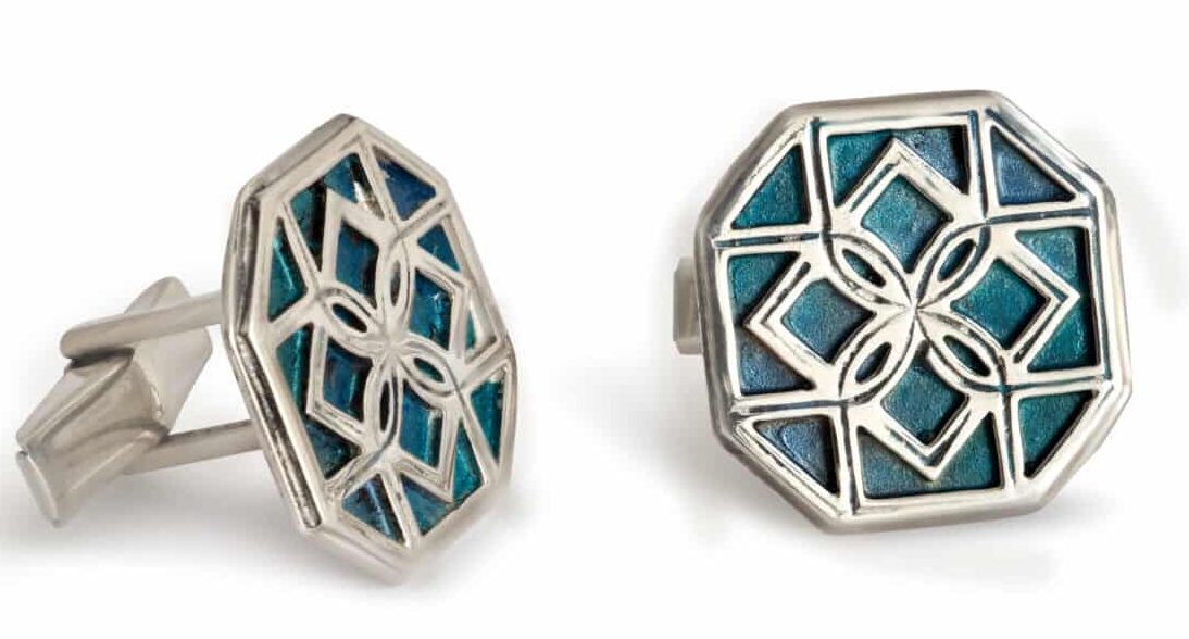 Shades of Blue Unique Sterling Silver Cufflinks