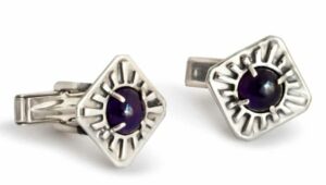 Silver Cufflinks with Purple Amethyst Stones