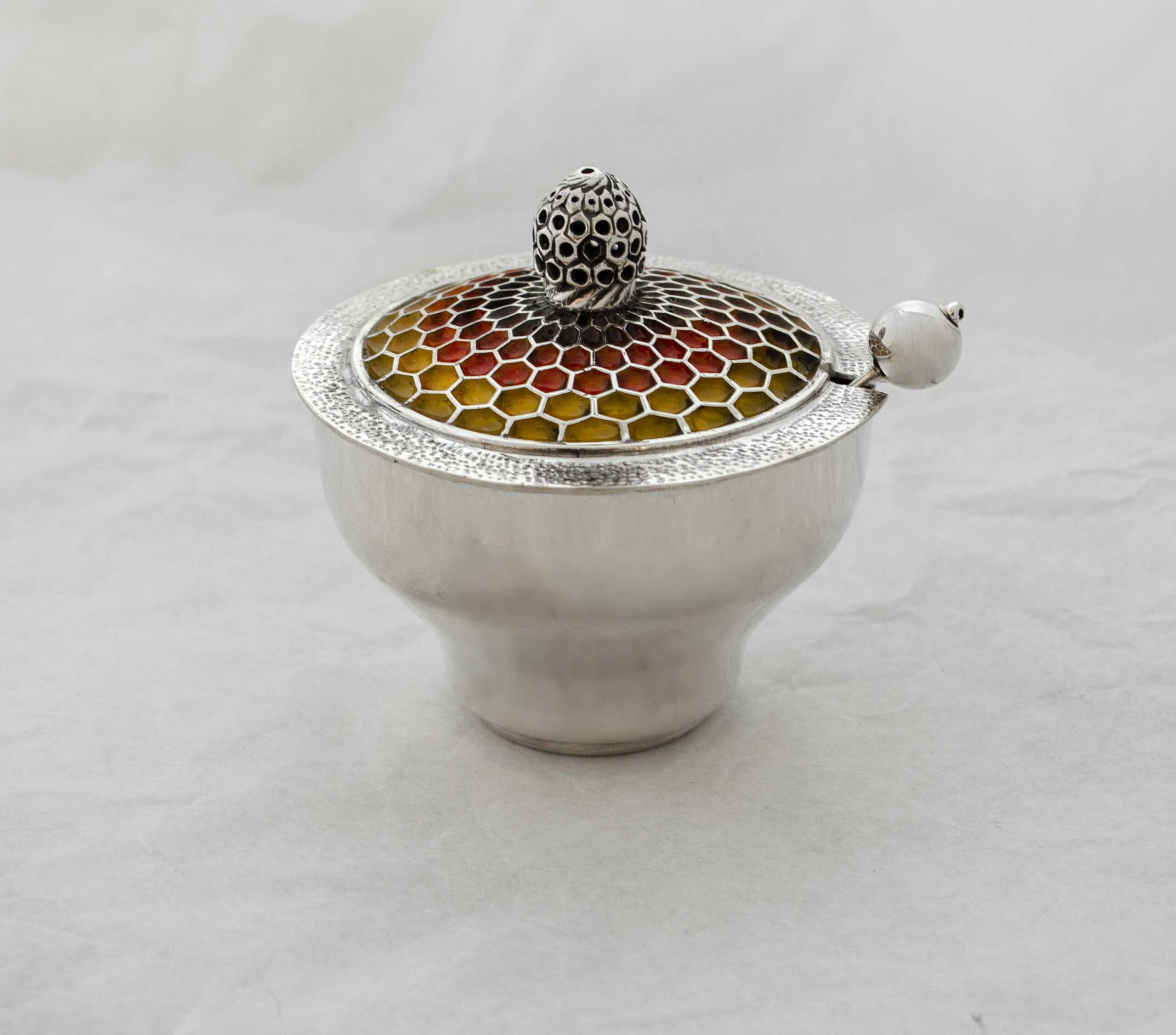 Silver Bee Hive Honey Set with Enamel