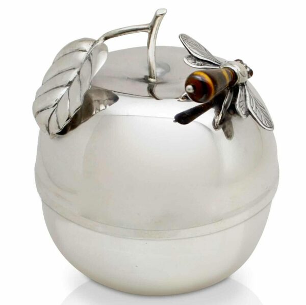 Nature Inspired Silver Honey Pot with Spoon
