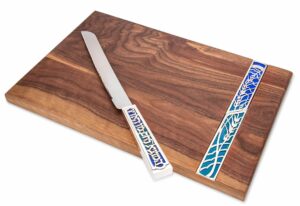 Shabbat Walnut Challah Board and Knife Set