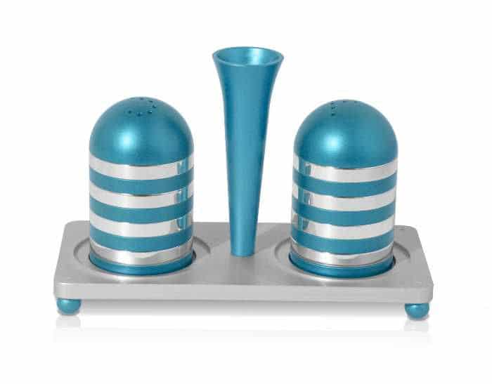 Stylish Aluminum Salt and Pepper with Tray Set
