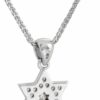 Yellow Gold Star of David Necklace Studded with Diamonds