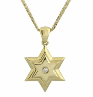 Medium 14k Yellow Gold Star of David with Diamond