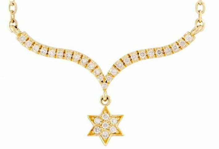 14K Diamond Yellow gold Star of David