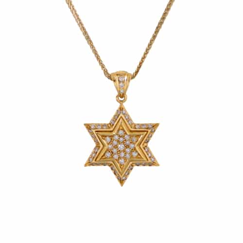 Small White Gold Star of David Pendant with Diamonds