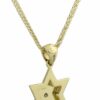 Embossed Star of David Gold Pendant with Diamond