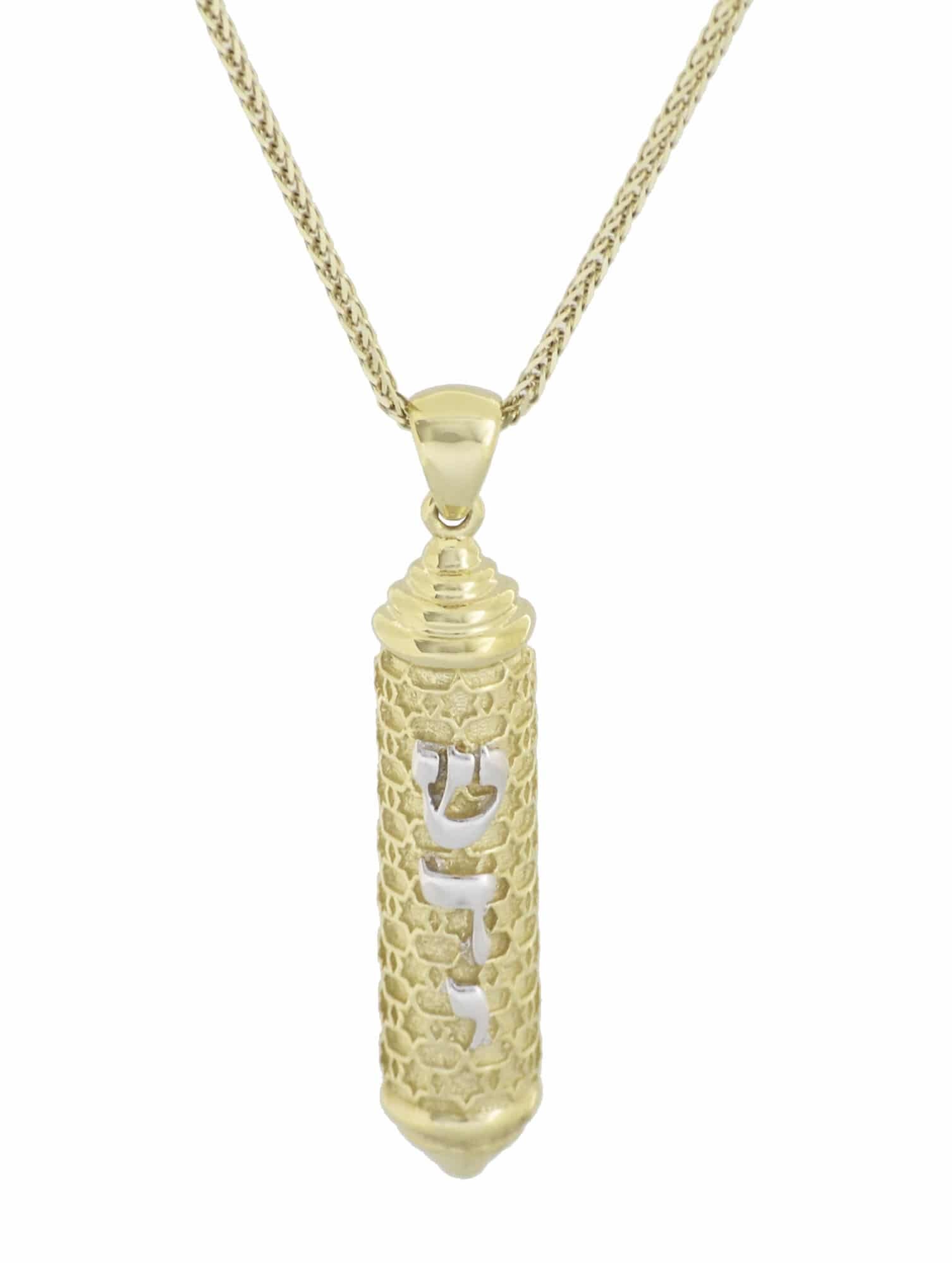 Gold mezuzah clearance pendant