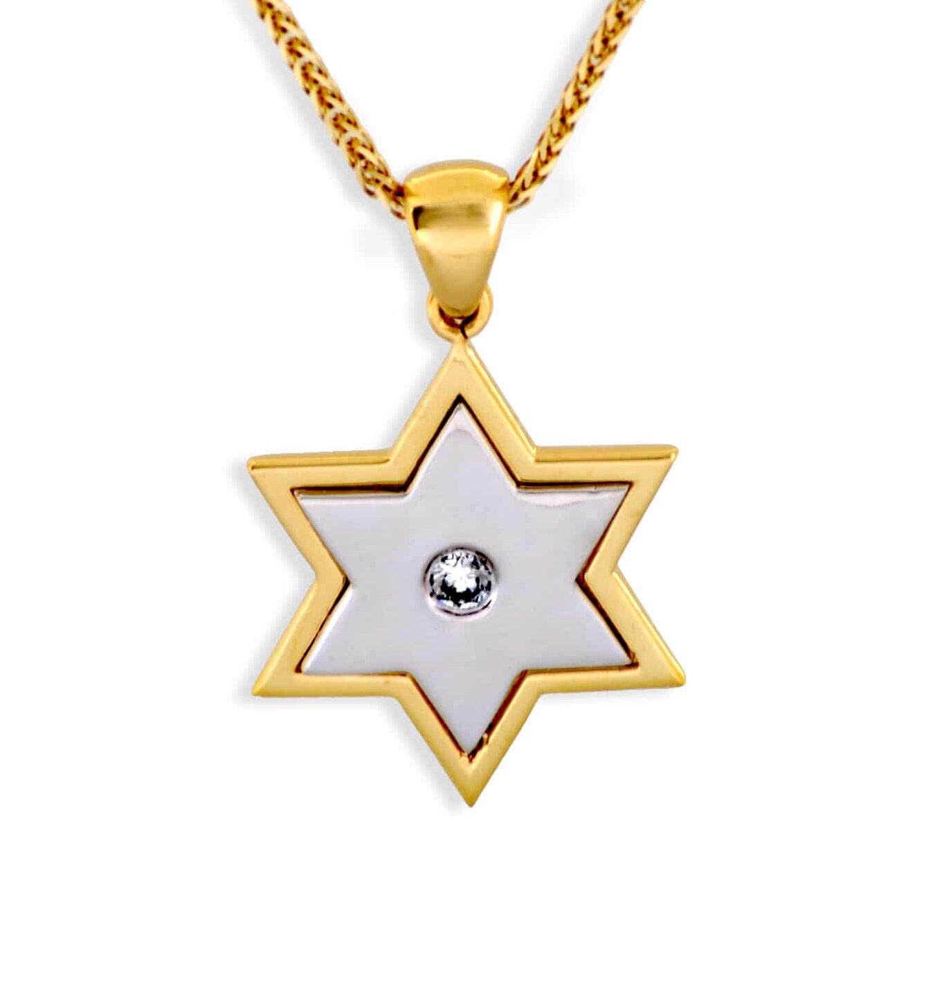 Mid-Size Beautiful Gold and White gold Star of David Pendant