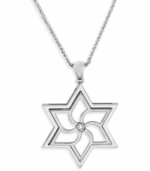Modern White Gold Star of David Pendant