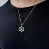 White and Yelllow Gold Star of David Diamond Pendant Necklace