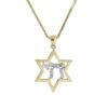 14k White and Yellow Gold with Diamonds Chai Necklace
