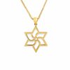 Yellow Gold Geometric Star of David Pendant with Diamond