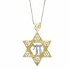 Gold Star of David pendant Chai Inside Diamonds