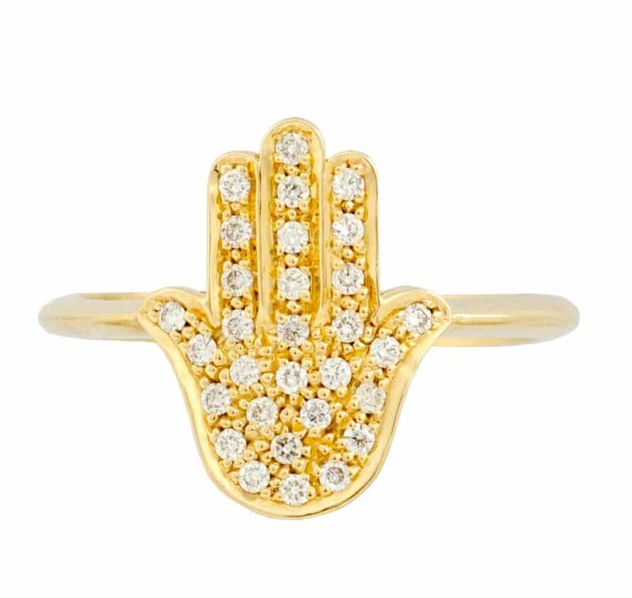 Stunning 14k Gold and Diamonds Hamsa Ring