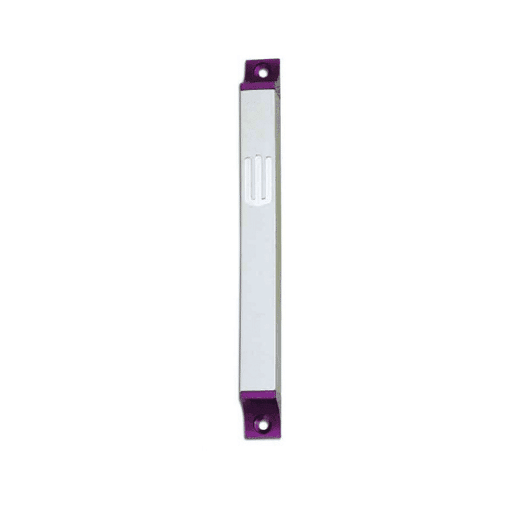 Modern Square Mezuzah Case with Shiny Silver Look