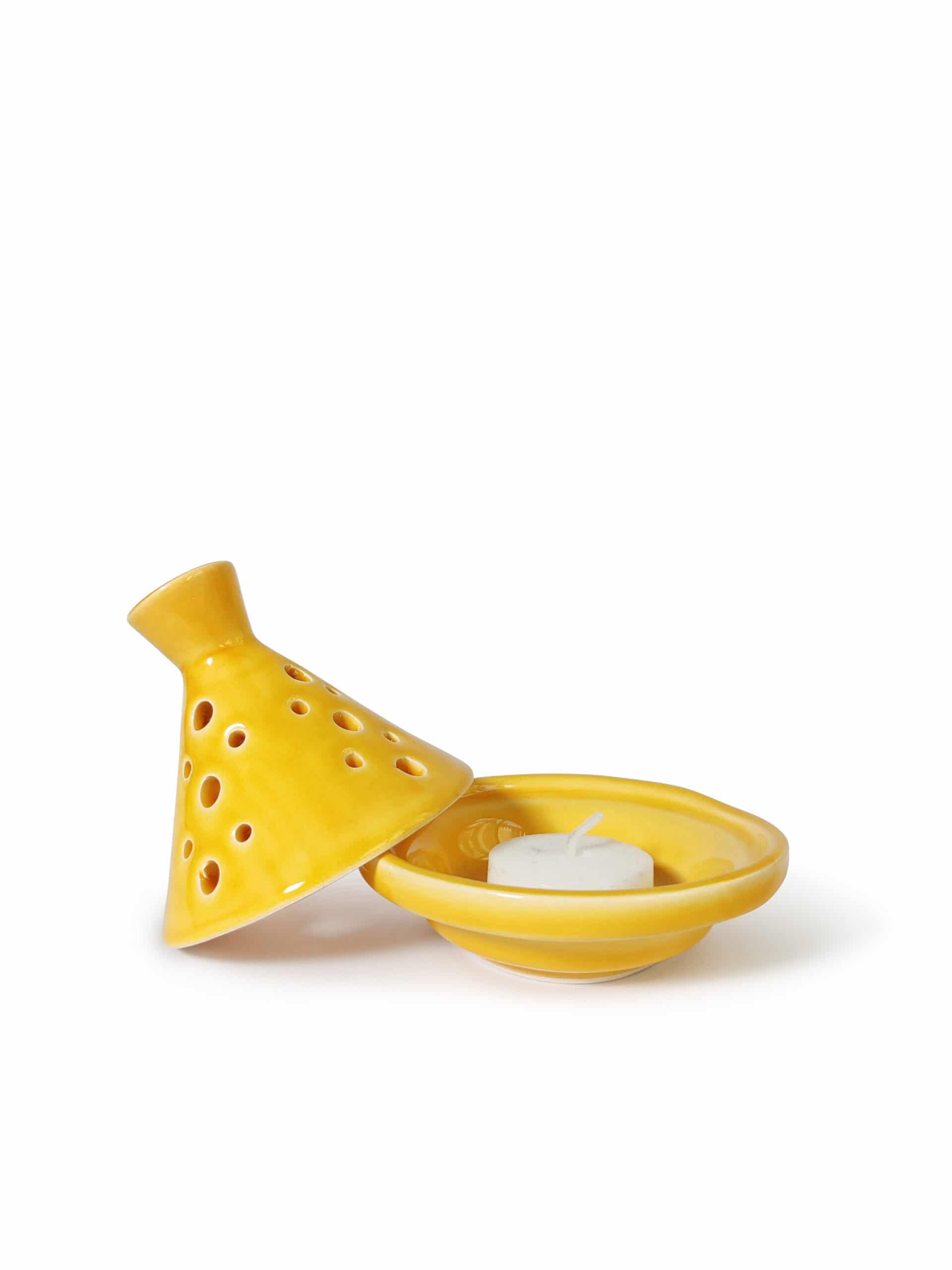 Yellow Tajine-Shaped Candle Holder