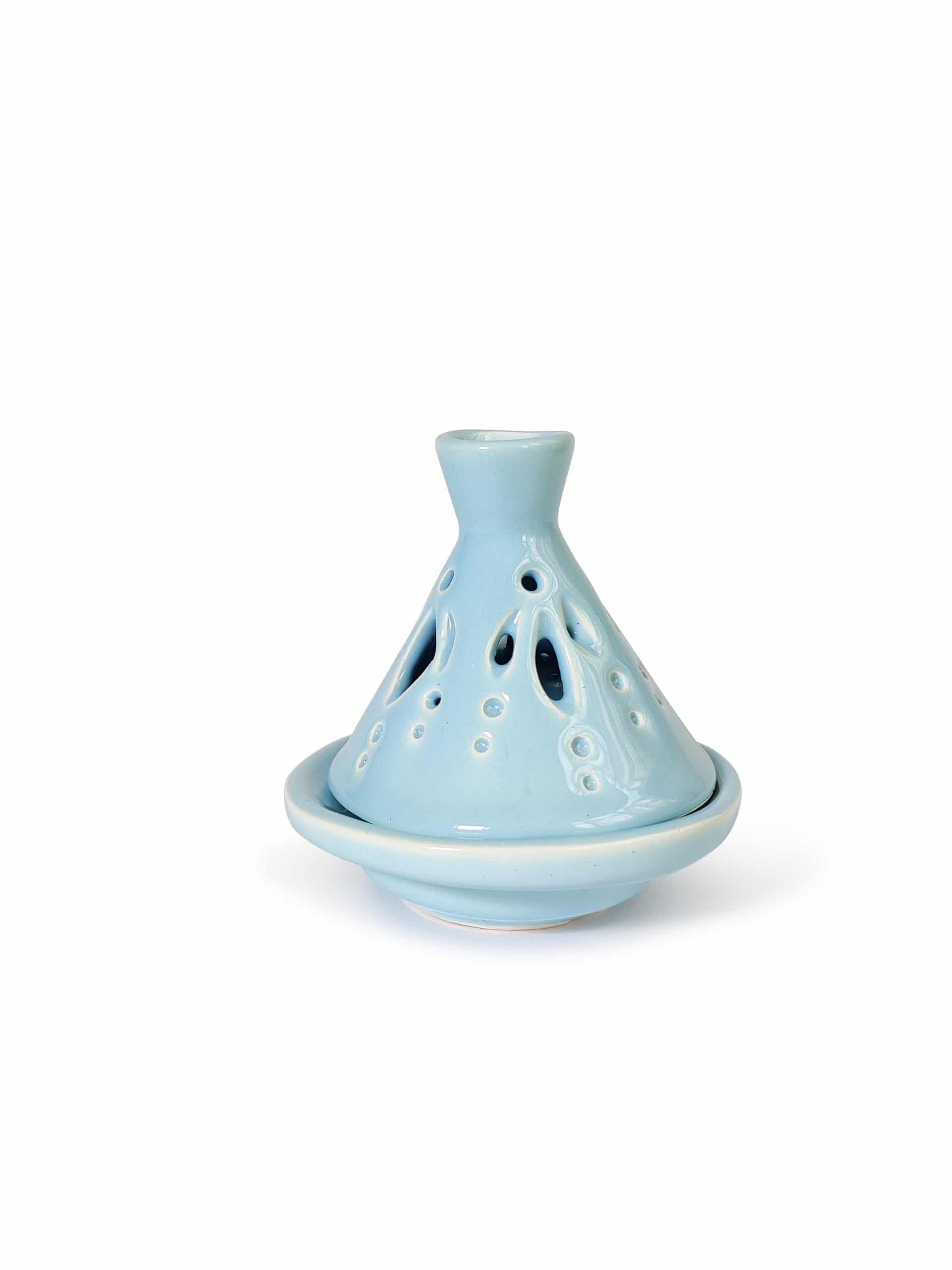 Light Blue Tajine-Shaped Candle Holder