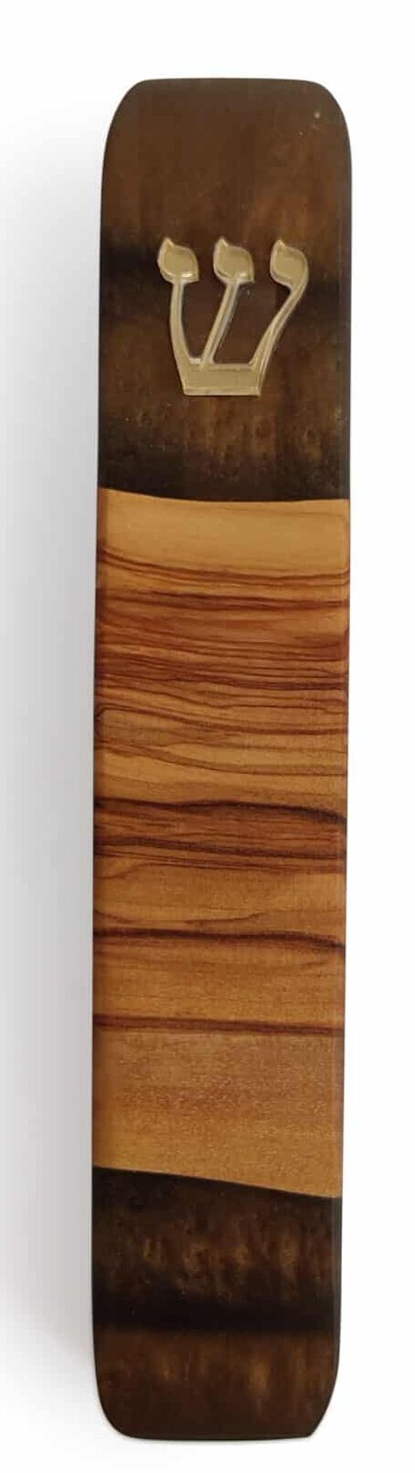 Brown Epoxy and Olive Wood Mezuzah Case