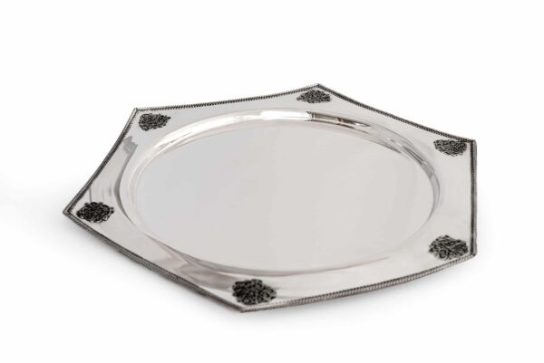 Classic 925 Sterling Silver Smooth Candlesticks Tray with Filigree