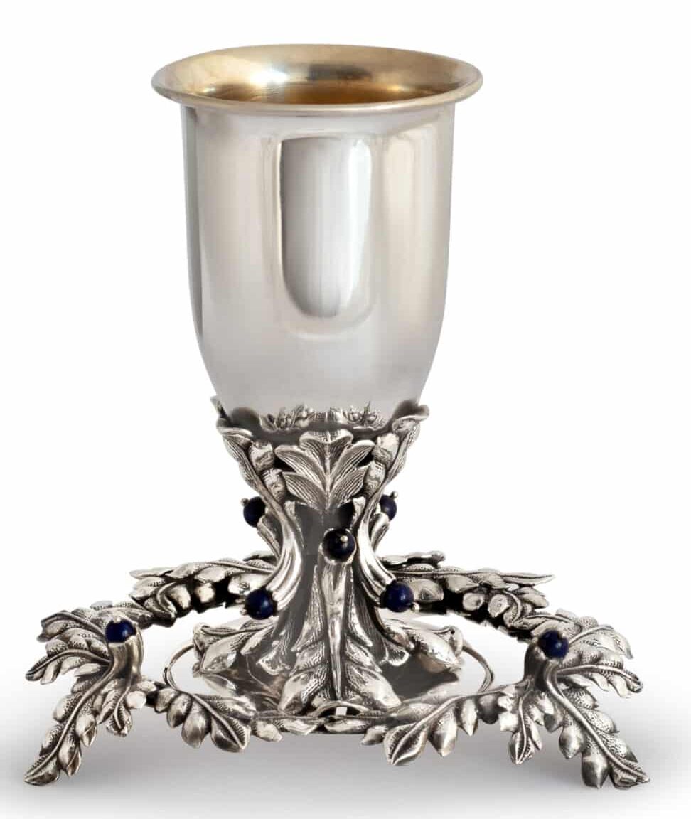 Leaves Majestic Kiddush Cup with Elevated Plate