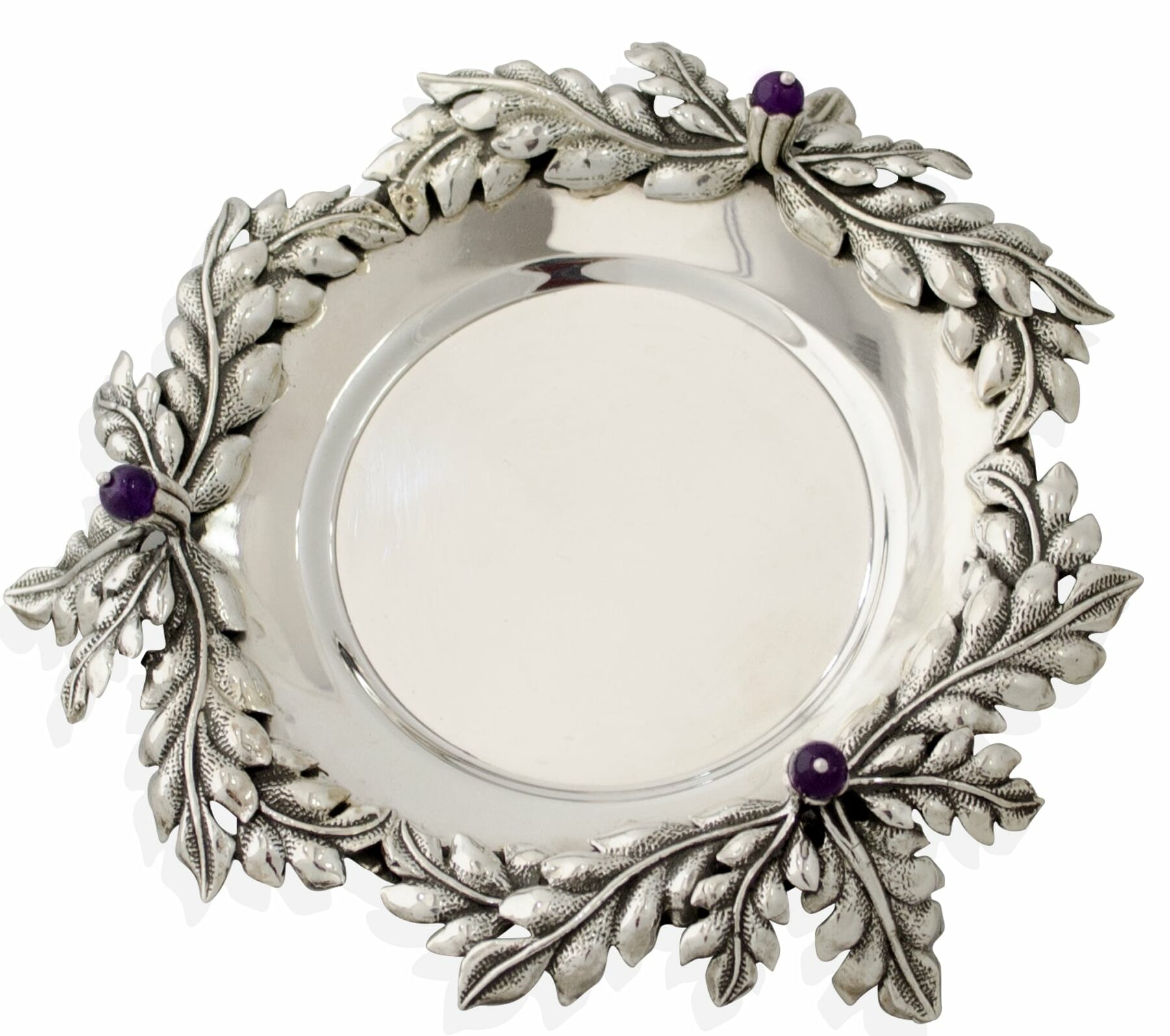 Nature Inspired Plate with Wine Cup & Natural Amethyst Stones