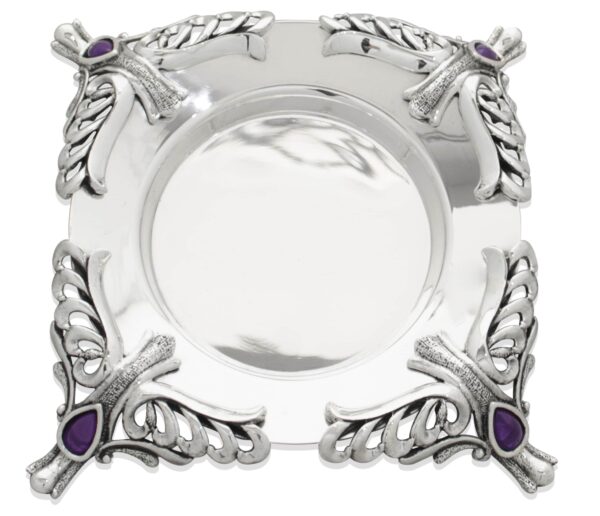 Terrific Silver Plate & Wine Cup with Natural Amethyst  Stones