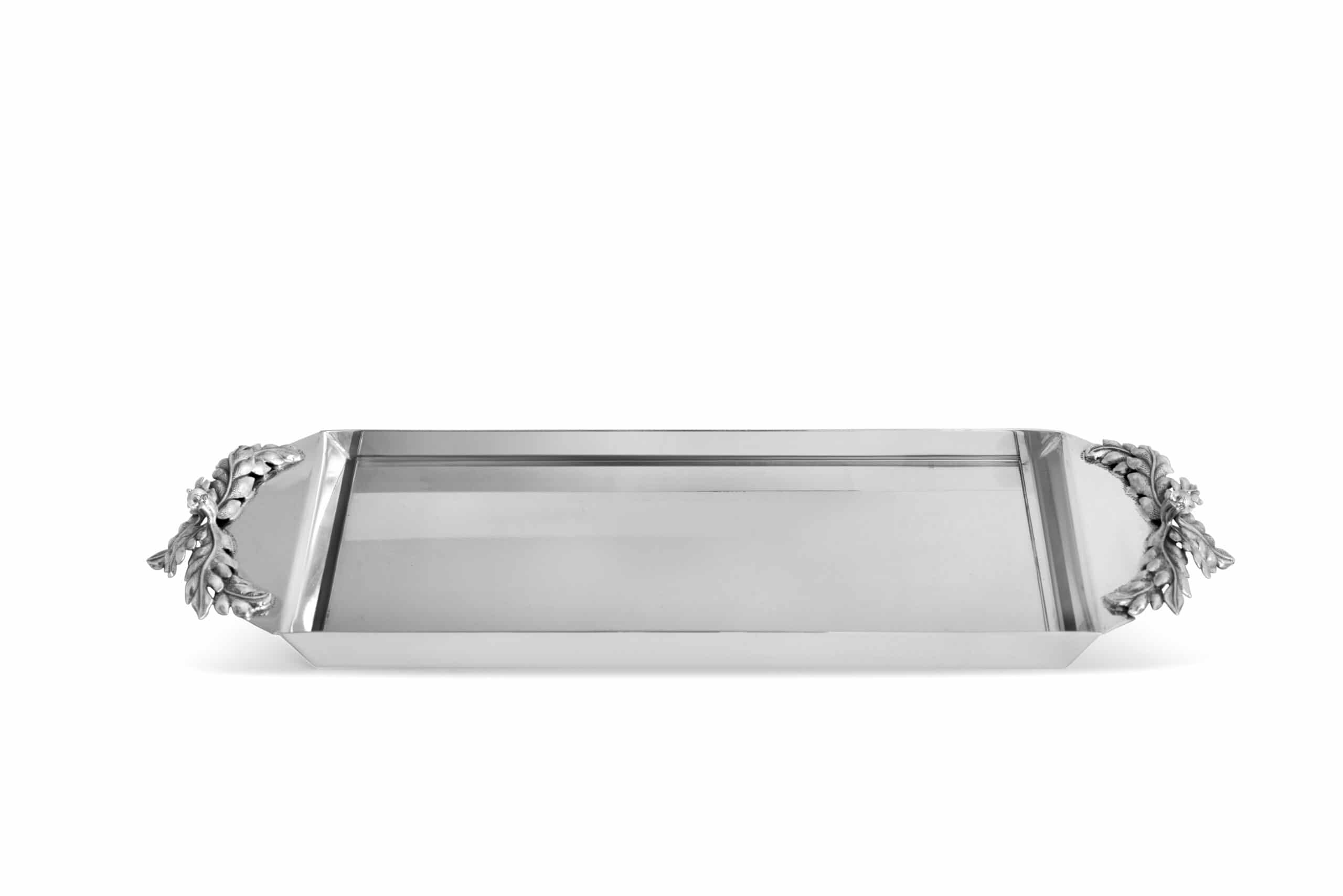 Large Nature Inspired 925 Sterling Silver Tray