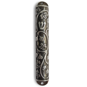 Small Iron Mezuzah Case with Fig Leaves Design